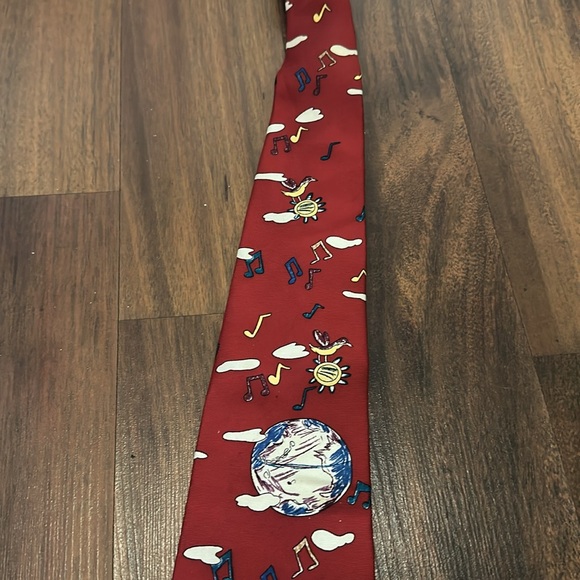 Save The Children “Universal Music” 100% Silk Tie, Blue, Red, Music Notes - Picture 3 of 6